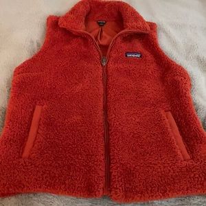 Red/orange fuzzy Patagonia vest. Size large.